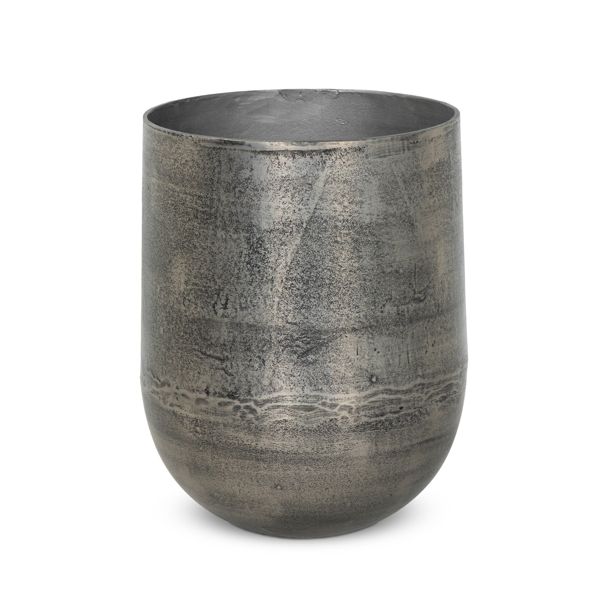 large silver indoor planter Zavia Metal Planter - Raw Antique Nickel