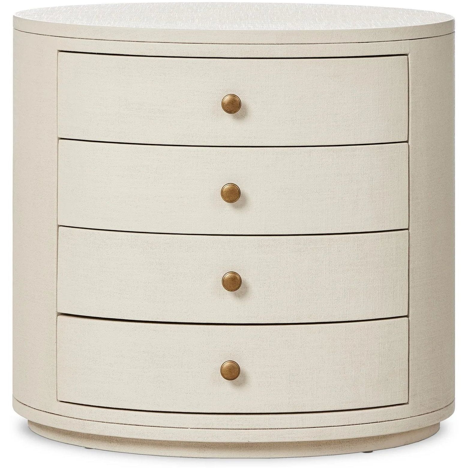 Amelia Ivory Painted Linen Oval Nightstand | Amethyst Home