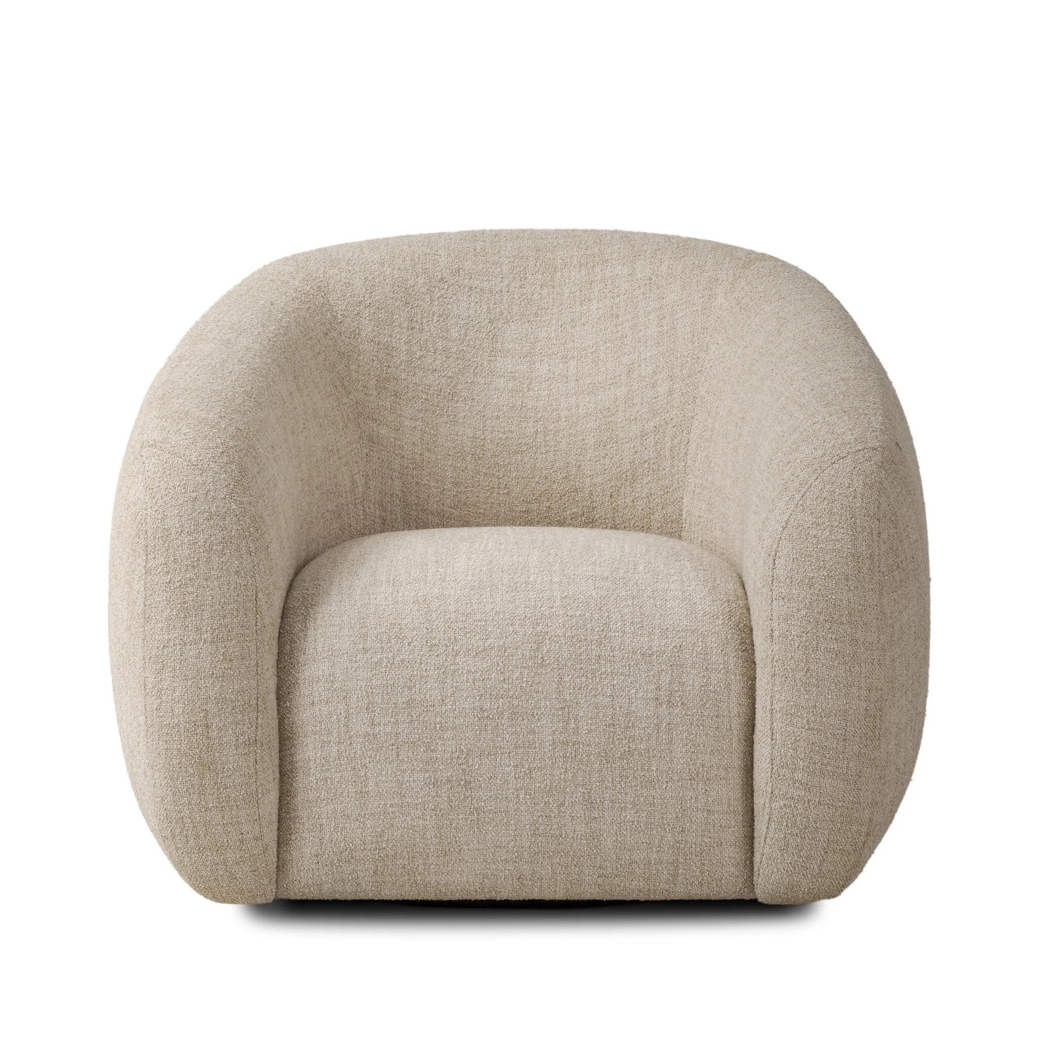 【MochiBLACK ELEPHANTダイニングチェアアーム付き④ Channing Yuma Cream Swivel Chair | Amethyst Home