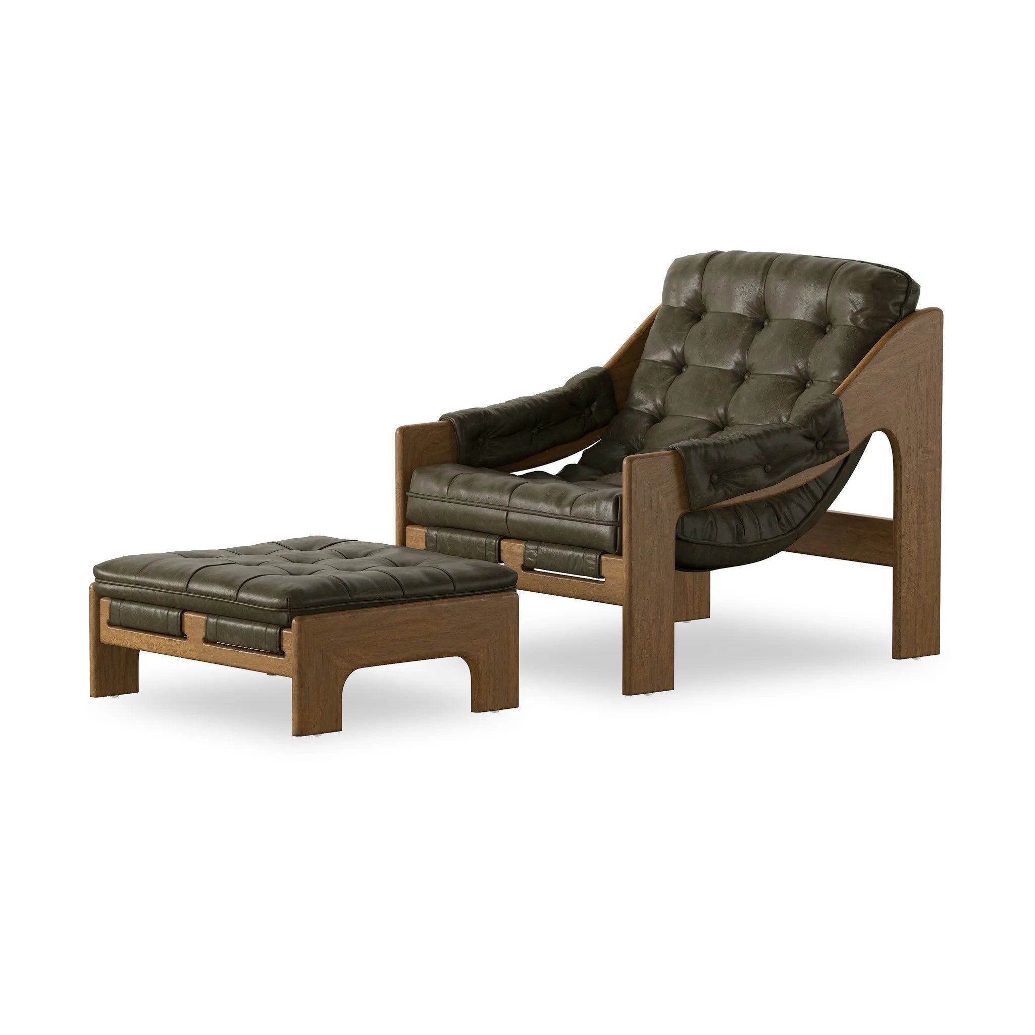 Halston Dulane Moss Chair With Ottoman | Amethyst Home