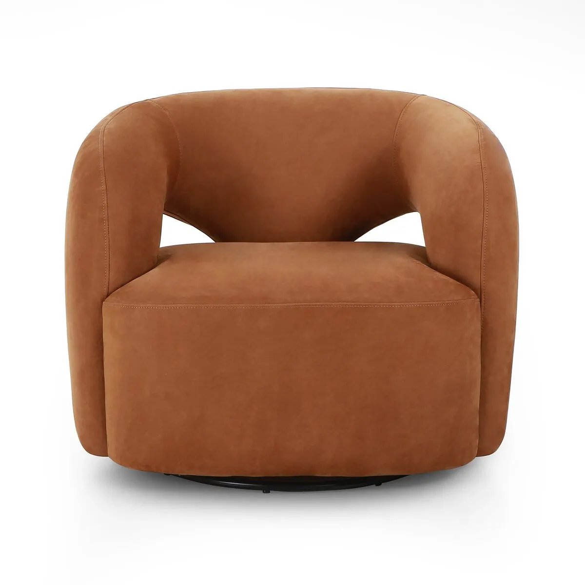 洋楽 uk Dijon Clairo Mazie Nubuck Cognac Swivel Chair | Amethyst Home