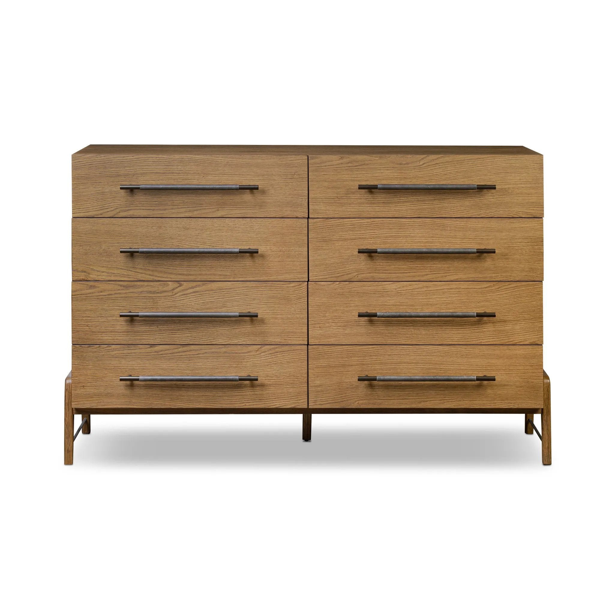 brown dresser and nightstand Faux Leather King Bedroom Set with 1 Dresser & 2 Nightstands Light Brown main image 1