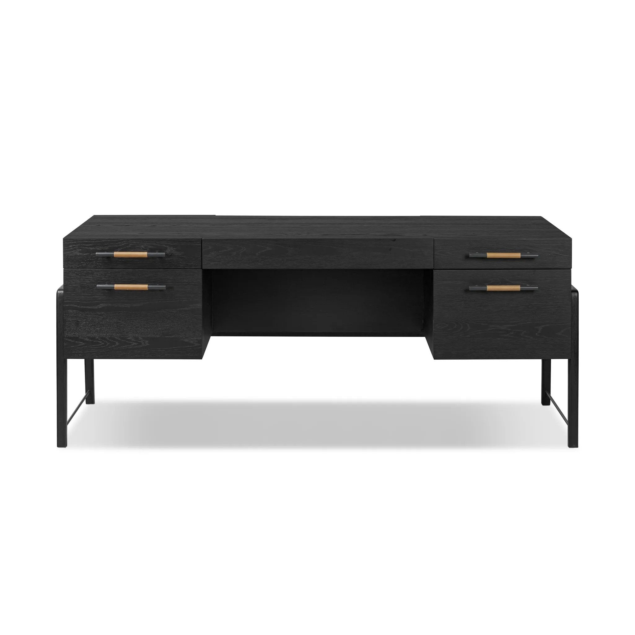 Rosedale Ebony Oak Veneer Executive Desk | Amethyst Home