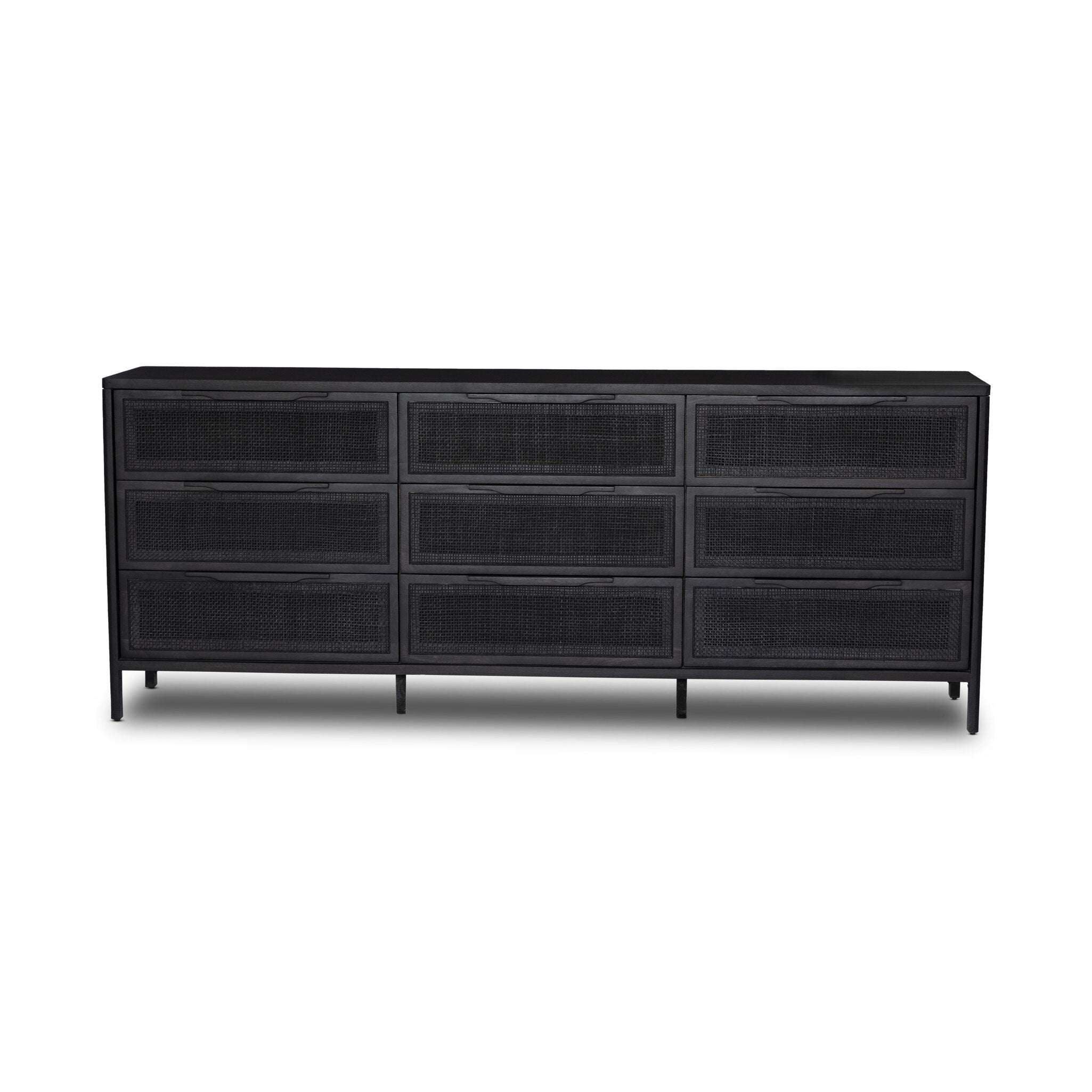 black 9 drawer dresser Four Hands Sydney 9-Drawer Dresser Black Cane
