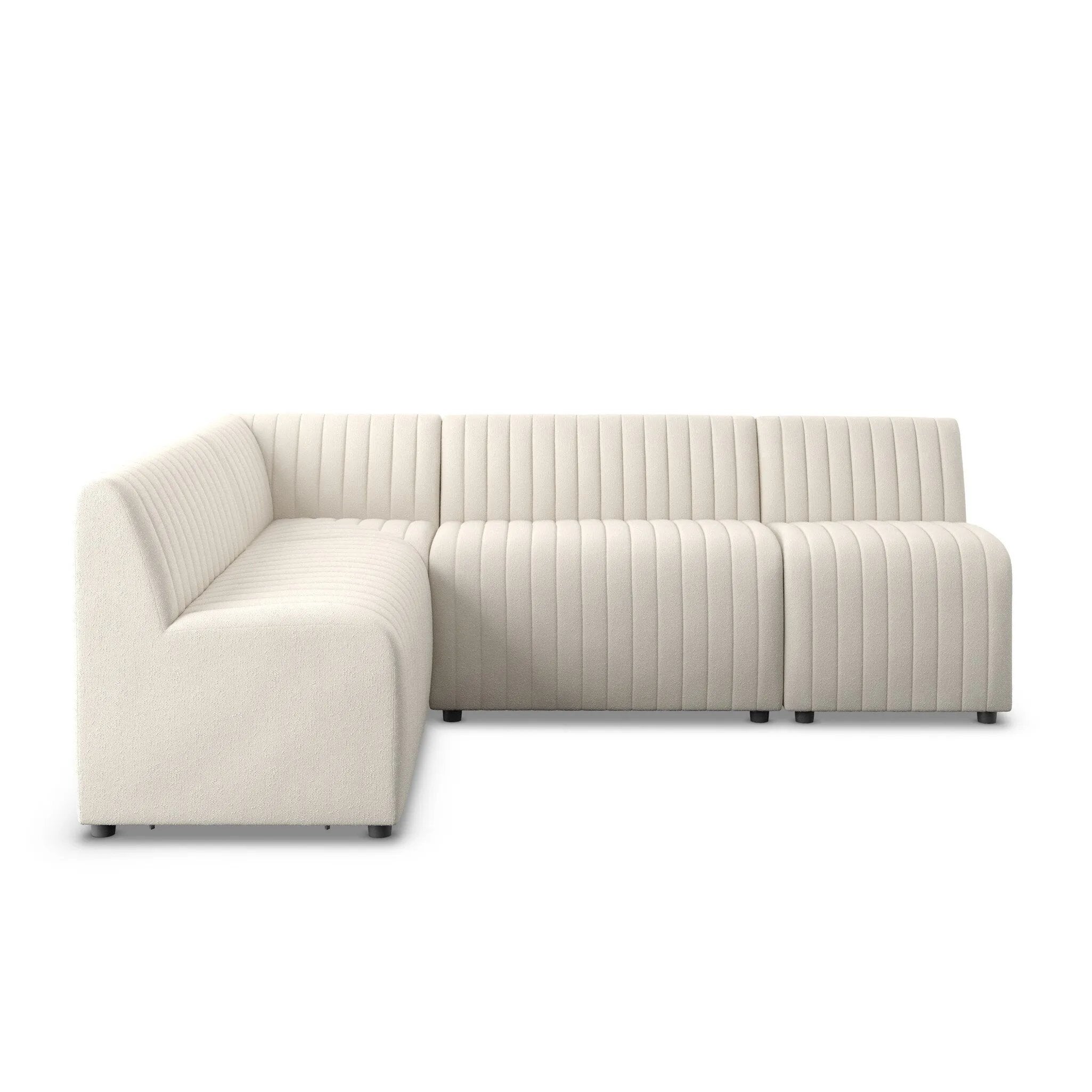 High-performance fabric in a versatile oatmeal hue features dramatic channeling, for trend-forward texture and sumptuous sit. Option to pair with matching pieces for clever modularity.Overall Dimensions91.50"w x 66.50"d x 31.50"hFull Details &amp; SpecificationsTear SheetBack Cushion Attachment : Fixe Amethyst Home provides interior design, new home construction design consulting, vintage area rugs, and lighting in the Newport Beach metro area.