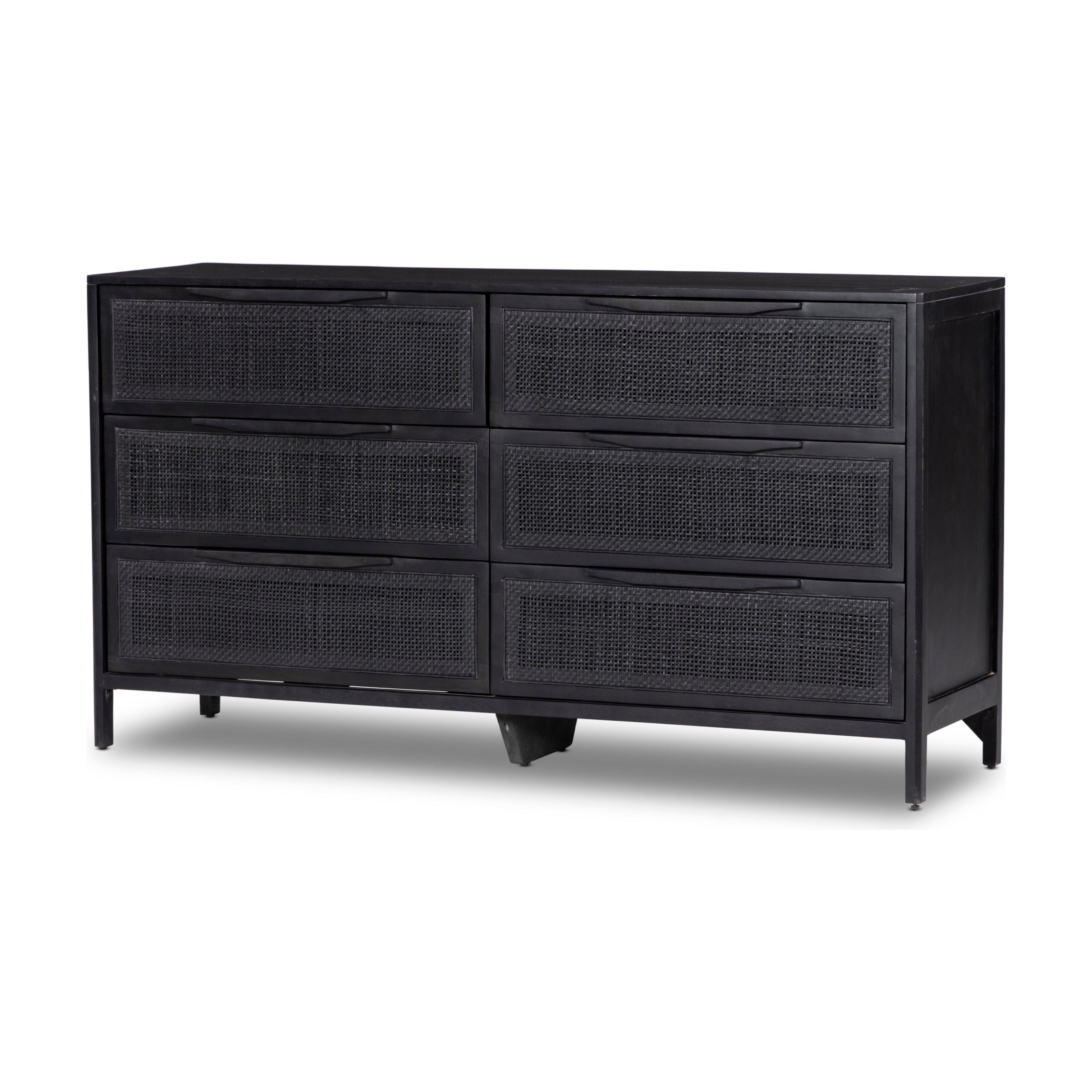 Sydney 6 Drawer Dresser - Black Cane - Four Hands Sydney 6 Drawer Dresser - Black Cane - Four Hands
