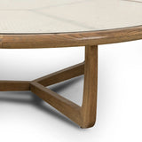 Materials mingle in this rounded coffee table of warm solid oak, natural cane and tempered glass. A Y-shaped base reflects midcentury inspiration.Collection: Irondal Amethyst Home provides interior design, new home construction design consulting, vintage area rugs, and lighting in the Alpharetta metro area.