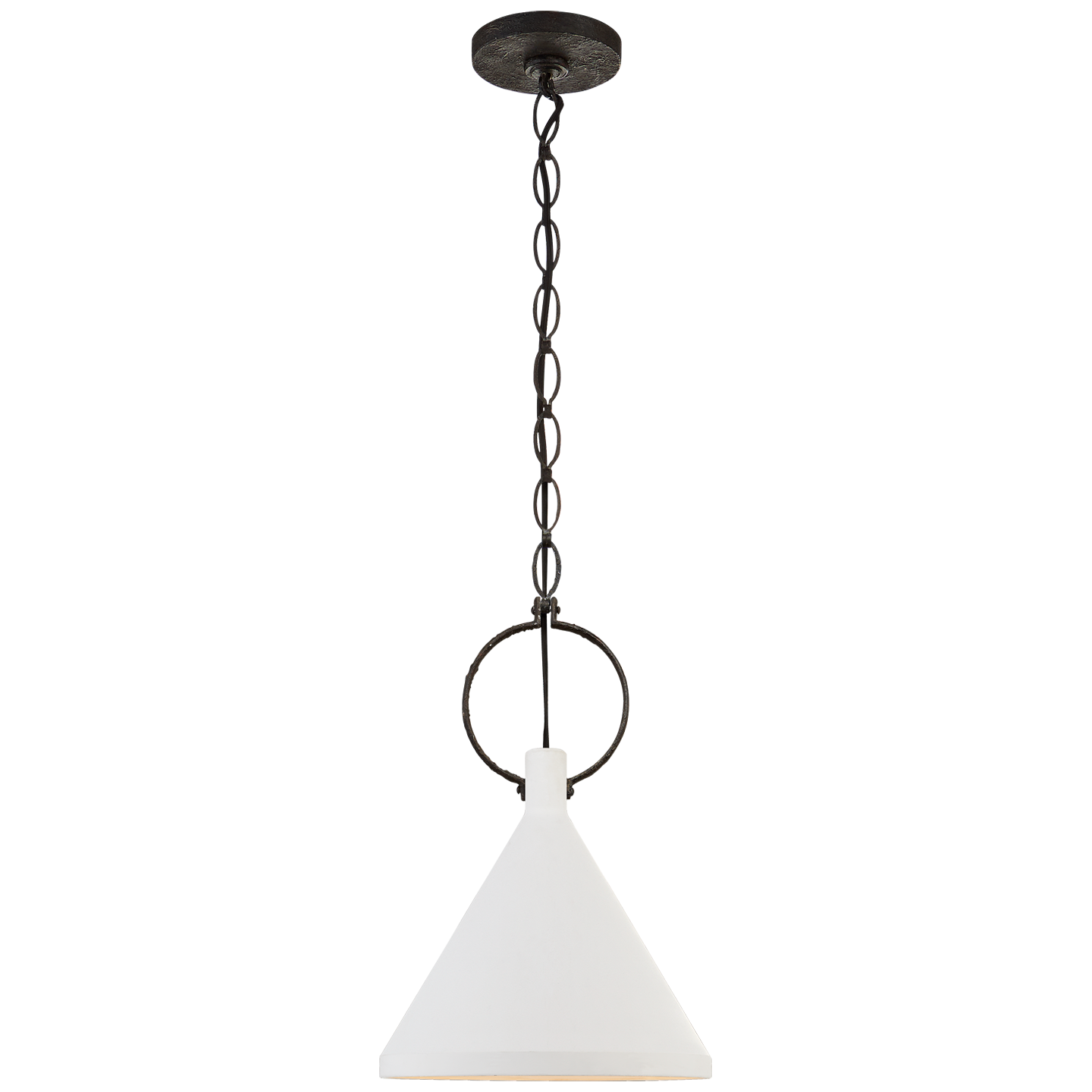 We love the shade and natural rusted iron finish of this Limoges Medium Pendant by Visual Comfort. This would look gorgeous over a kitchen island, kitchen sink, or other area needing extra light.   Designer: Suzanne Kasler  Fixture Height: 20.5" Width: 14.25" Canopy: 5.5" Round Socket: E26 Keyless Wattage: 60 A