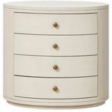 Amelia Ivory Painted Linen Oval Nightstand | shipping 02/10/2026