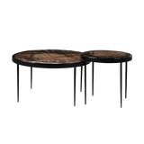 Yoko Smoked Brown Cast Glass Nesting Table | shipping 02/10/2026