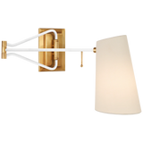 Keil Swing Arm Wall Light Hand-Rubbed Antique Brass and White