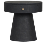 Chiro Black Linen Nightstand | shipping 02/10/2026