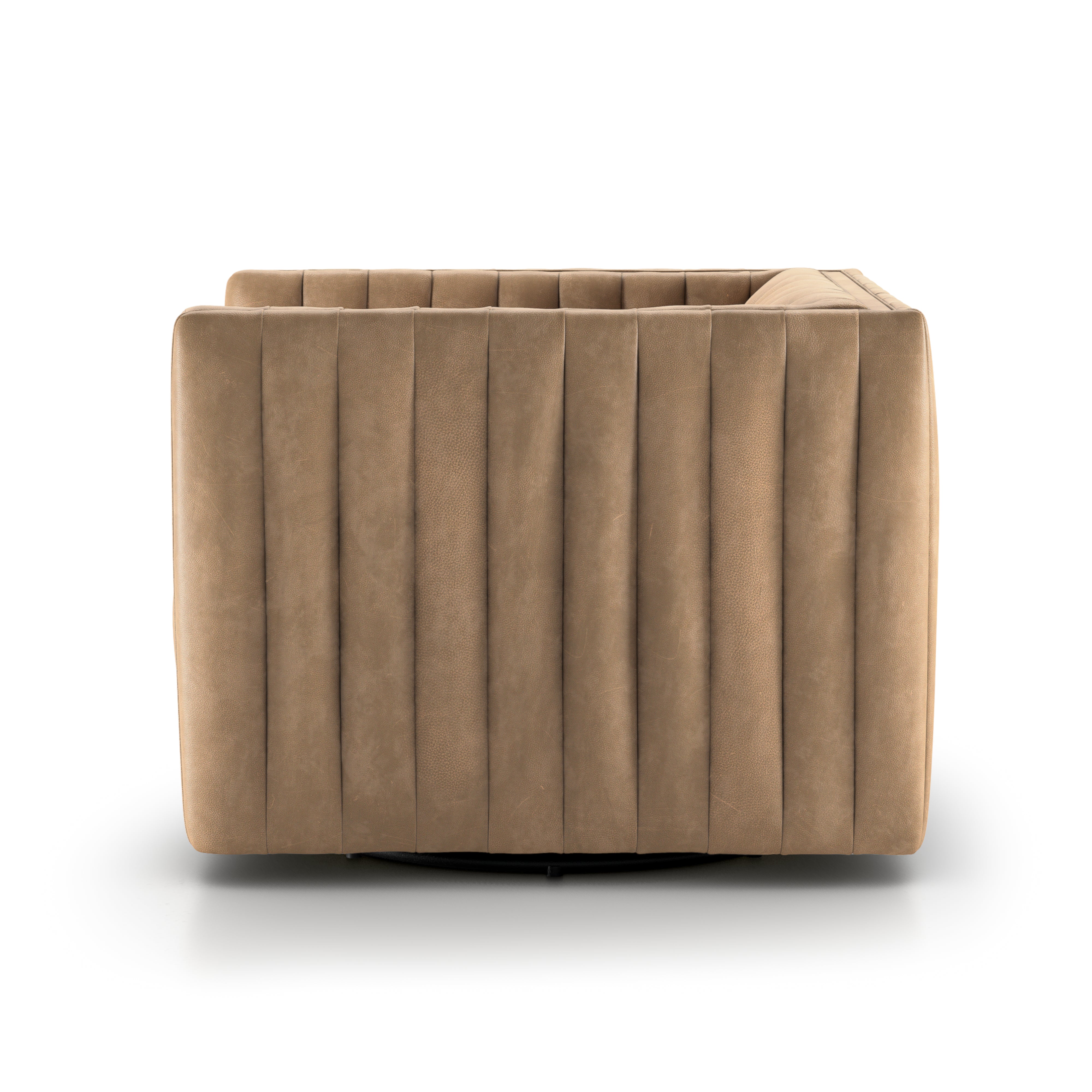 Featuring Augustine Swivel Chair - Palermo Drift by Four Hands at Amethyst Home. A modern take on the classic library chair, neutral seating in top-grain leather adopts dramatic channeling for trend-forward texture and sumptuous sit. A 360-swivel delivers appeal from every angle.
Overall Dimensions: 32"W x 34"L x 26.50"HSeat Depth: 23"Seat Height: 17"Arm He. Amethyst Home provides interior design, new home construction design consulting, vintage area rugs, and lighting in the San Diego metro area.