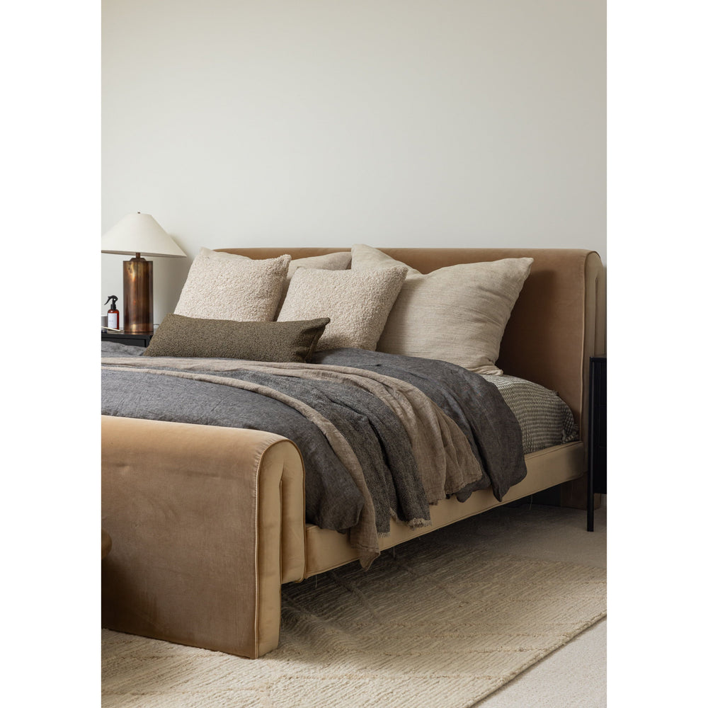 Featuring Mitchell Surrey Camel Bed by Four Hands at Amethyst Home. Folded cotton-blend fabric offers a trend-forward take on bedroom decor. Warm and versatile, camel hues blend easily into a range of colors and design styles.KingOverall Dimensions: 81.00"w x 99.00"d x 44.25"hWeight: 214.95 lbsQueenOverall Dimensions: 64.50"w x 99.00"d x 44.25"hWeight: 175.27 l. Amethyst Home provides interior design, new home construction design consulting, vintage area rugs, and lighting in the Miami metro area.