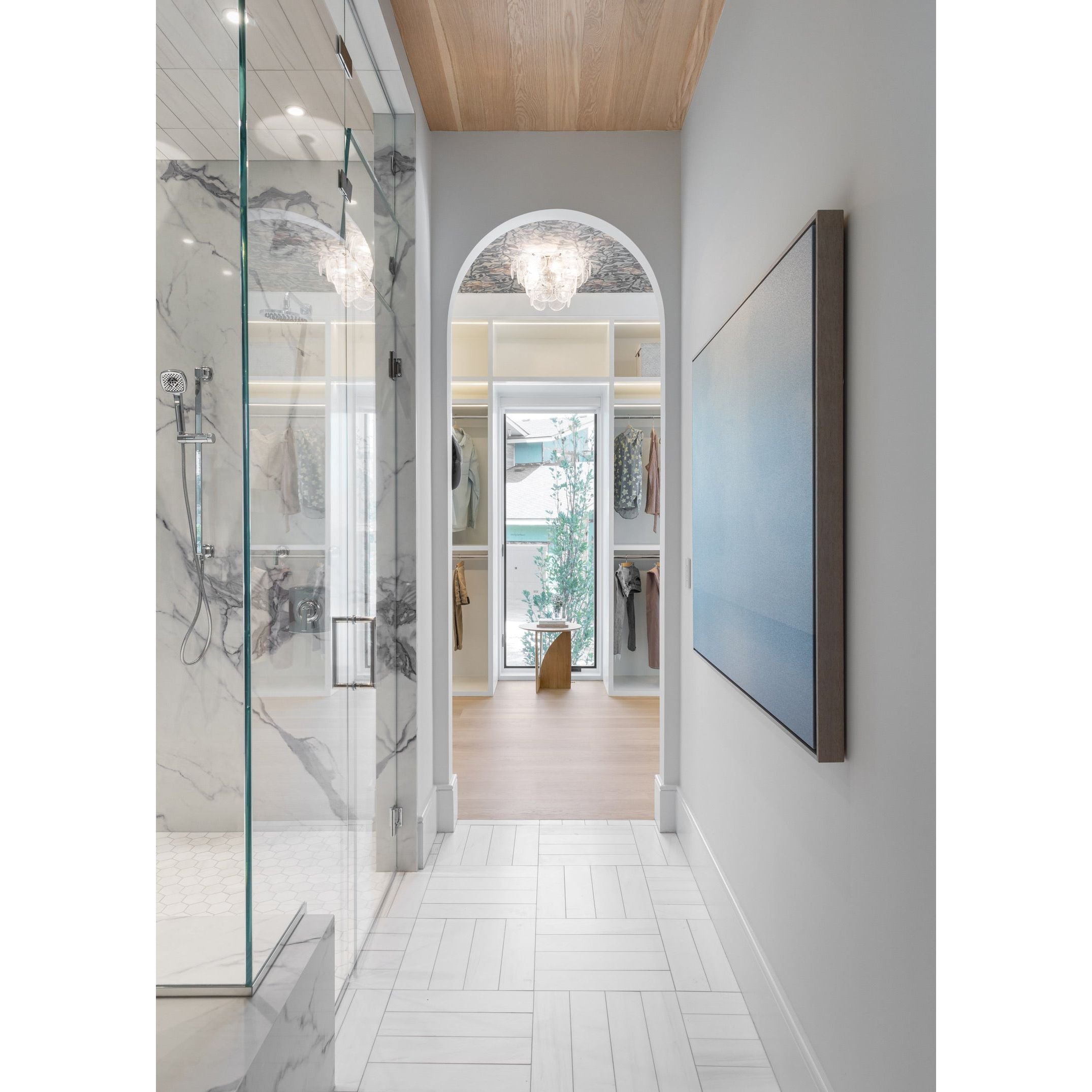 Featuring Still Art by Leftbank Art at Amethyst Home. Art that shimmers? Yes please!  So subtle yet so mesmerizing.  A peaceful ocean view that shimmers when the light hits it.
Overall Size : 51.50 in x 41.50 inFinish : Bling CanvasFrame : Oak Grain Light Grey Floater Framed as shown.  Amethyst Home provides interior design, new home construction design consulting, vintage area rugs, and lighting in the Kansas City metro area.