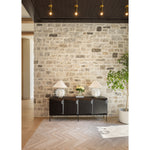 Featuring Stairs Sideboard by Ethnicraft at Amethyst Home. An angular composition, designed by Alain van Havre, forms the heart of a design that aims to distance itself from traditional static and immobile surfaces. A unique sense of volume is created which alters your perception of the sideboard as you walk by.
Dimensions: 18.5"d x 79"w x 31.5"h
Adjustable .  Amethyst Home provides interior design, new home construction design consulting, vintage area rugs, and lighting in the Seattle metro area.