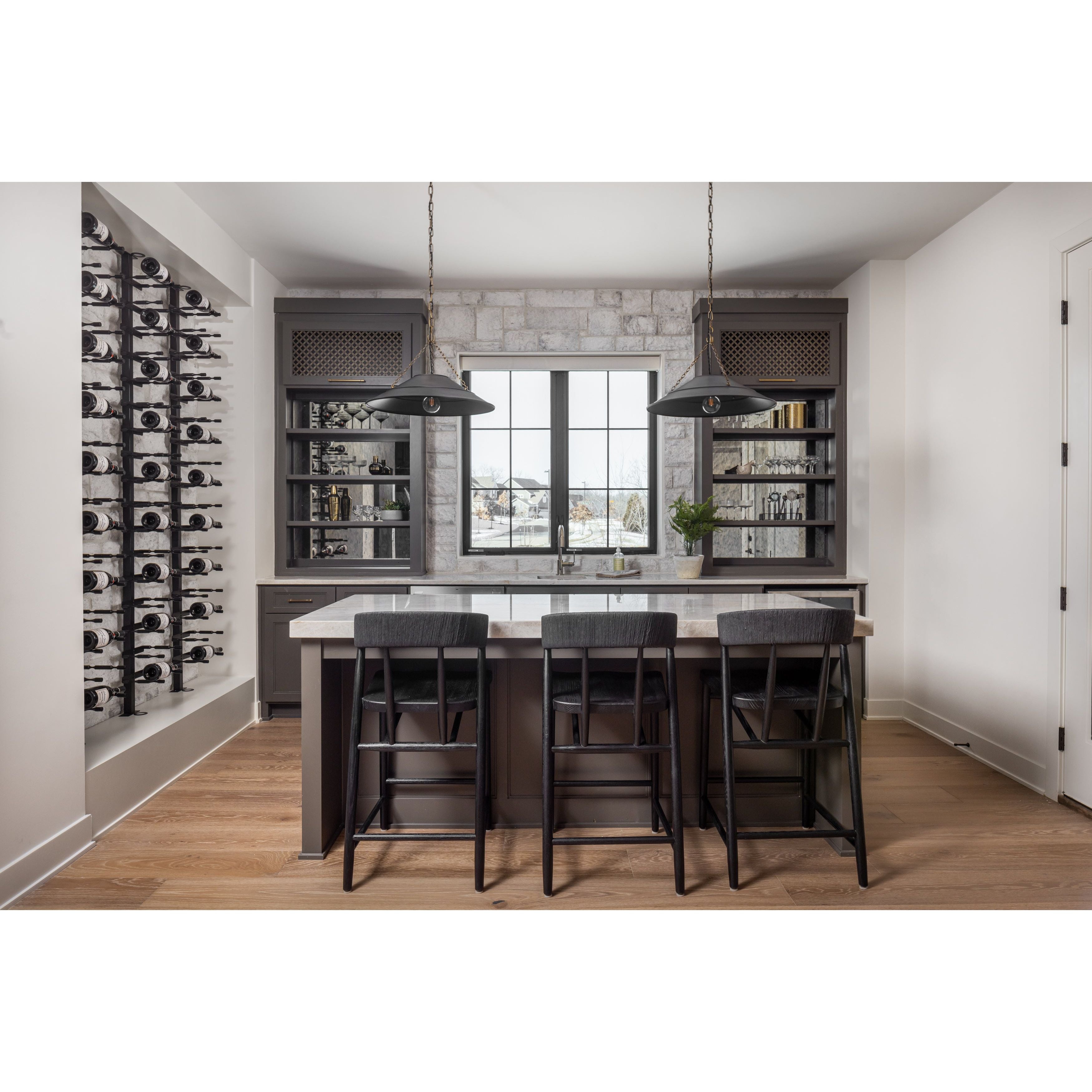 Featuring Buxton Black Rush Bar + Counter Stool by Four Hands at Amethyst Home. A solid oak counter stool defined by tapered legs and framing gives an updated look to the classic whistler chair. Finished with a paper rush wrapped detail on the back.BarOverall Dimensions: 19.25"w x 22.25"d x 42.75"hWeight: 23.70 lbsCounterOverall Dimensions: 19.50"w x 22.25"d x . Amethyst Home provides interior design, new home construction design consulting, vintage area rugs, and lighting in the Miami metro area.