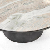 Corbett Coffee Table - Hammered Grey / Creamy Taupe Marble