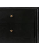 Bring a clean, beautifully industrial look to the bedroom with a three-drawer dresser made from black-finished iron, featuring bronzed iron hardware.