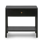 Featuring Soto Black End Table by Four Hands at Amethyst Home. Work a softened industrial look into the bedroom with a simple black-finished iron console table featuring bronzed iron hardware for modernity. A single drawers and open lower shelving bring bonus storage to the bedside.
Size: 22"w x 20"d x 20"h. Amethyst Home provides interior design, new home construction design consulting, vintage area rugs, and lighting in the Nashville metro area.