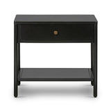 Featuring Soto Black End Table by Four Hands at Amethyst Home. Work a softened industrial look into the bedroom with a simple black-finished iron console table featuring bronzed iron hardware for modernity. A single drawers and open lower shelving bring bonus storage to the bedside.
Size: 22"w x 20"d x 20"h. Amethyst Home provides interior design, new home construction design consulting, vintage area rugs, and lighting in the Nashville metro area.