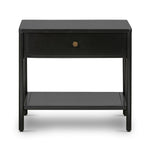 Featuring Soto Black End Table by Four Hands at Amethyst Home. Work a softened industrial look into the bedroom with a simple black-finished iron console table featuring bronzed iron hardware for modernity. A single drawers and open lower shelving bring bonus storage to the bedside.
Size: 22"w x 20"d x 20"h. Amethyst Home provides interior design, new home construction design consulting, vintage area rugs, and lighting in the Nashville metro area.