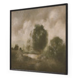 Featuring Peace 1.0 Brimfield Black Like A River #3 by Hannah Winters by Four Hands at Amethyst Home. Alabama painter Hannah Winters finds inspiration in vintage landscapes, working with oil paint and an array of materials to texturize her ethereal pieces. Finished within a decorative Brimfield black frame of naturally distressed painted pine. Handmade in Aus.  Amethyst Home provides interior design, new home construction design consulting, vintage area rugs, and lighting in the Dallas metro area.