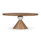 Bibianna Oval Dining Table - Honed White Marble - Smoked Honey | shipping 06/03/2026