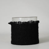 Votive Wrapped in Black Fabric 6"x6"