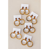 Dark Brown Bamboo Statement Drop Earrings