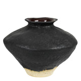 Vase with Natural Base, Ceramic, Black