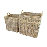 Set of 2 Square Rattan Baskets