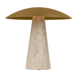 Featuring Aegis Medium Travertine Table Lamp Natural Brass/Natural Travertine by Visual Comfort at Amethyst Home. The Aegis Medium Table Lamp by Sean Lavin seamlessly blends contemporary design and organic beauty. Each fixture is meticulously crafted from authentic natural stone or natural brass, ensuring a unique and exquisite finish that adds a touch of sophistication to any ro. Amethyst Home provides interior design, new construction, custom furniture, and area rugs in the Alpharetta metro area