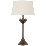 Featuring Alberto Large Table Lamp Antique Bronze Leaf by Visual Comfort at Amethyst Home. The Alberto by Julie Neill pays homage to artist Diego Giacometti through elegant floral forms. Flowers, alone or in groups, bloom with intricate petals that explore the beauty of plaster as a sculptural material lending itself to this down-to-earth texture completed by a variety of metallic. Amethyst Home provides interior design, new construction, custom furniture, and area rugs in the Nashville metro area