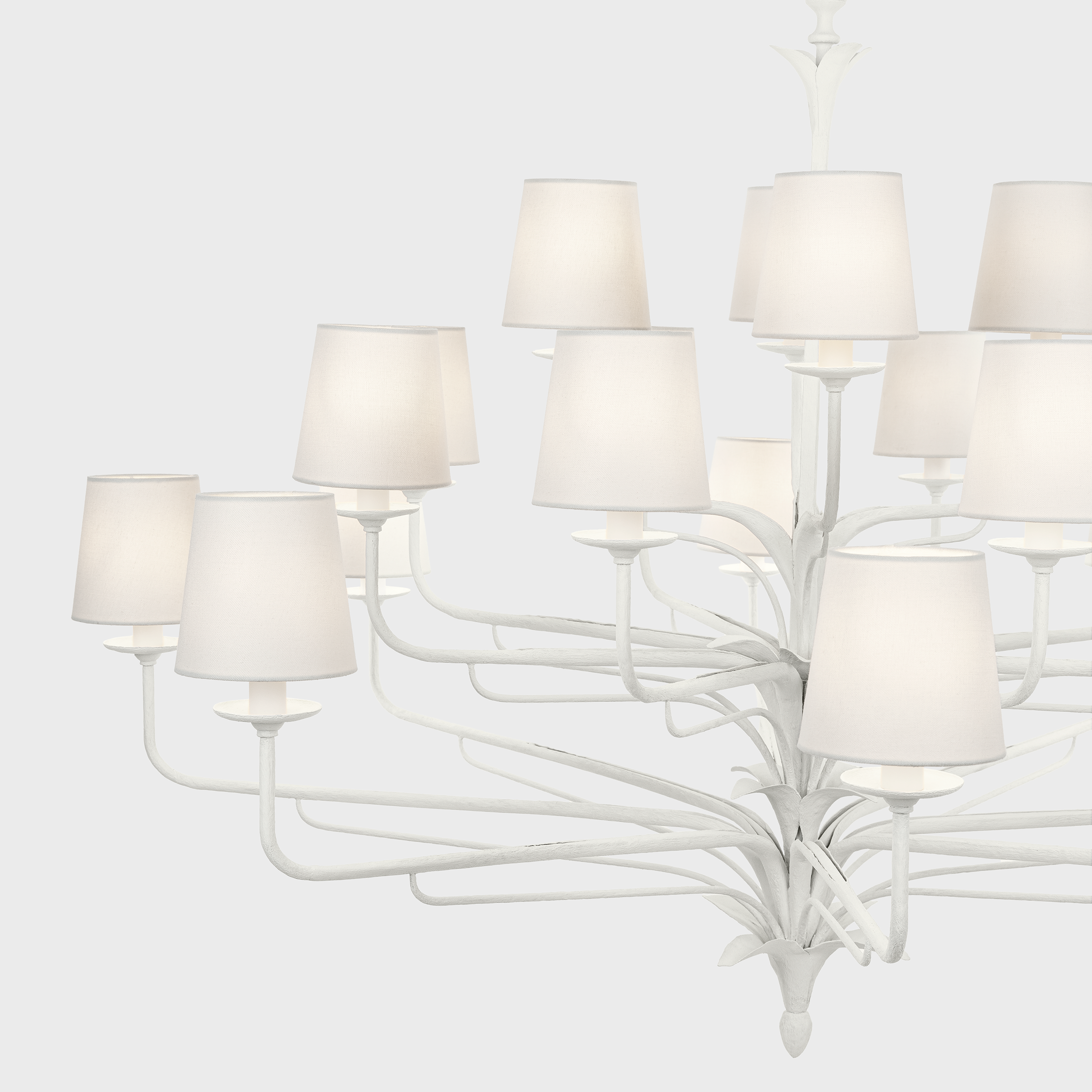 Featuring Amalfi 50" Three-Tiered Chandelier Plaster White by Visual Comfort at Amethyst Home. Illuminate your space with the Amalfi 50" Three-Tiered Chandelier in Plaster White. This elegant chandelier adds a touch of sophistication to any room. Featuring three tiers, it provides a grand and luxurious aesthetic. Perfect for adding a touch of exclusivity to your home.
Overall Dim. Amethyst Home provides interior design, new construction, custom furniture, and area rugs in the Des Moines metro area