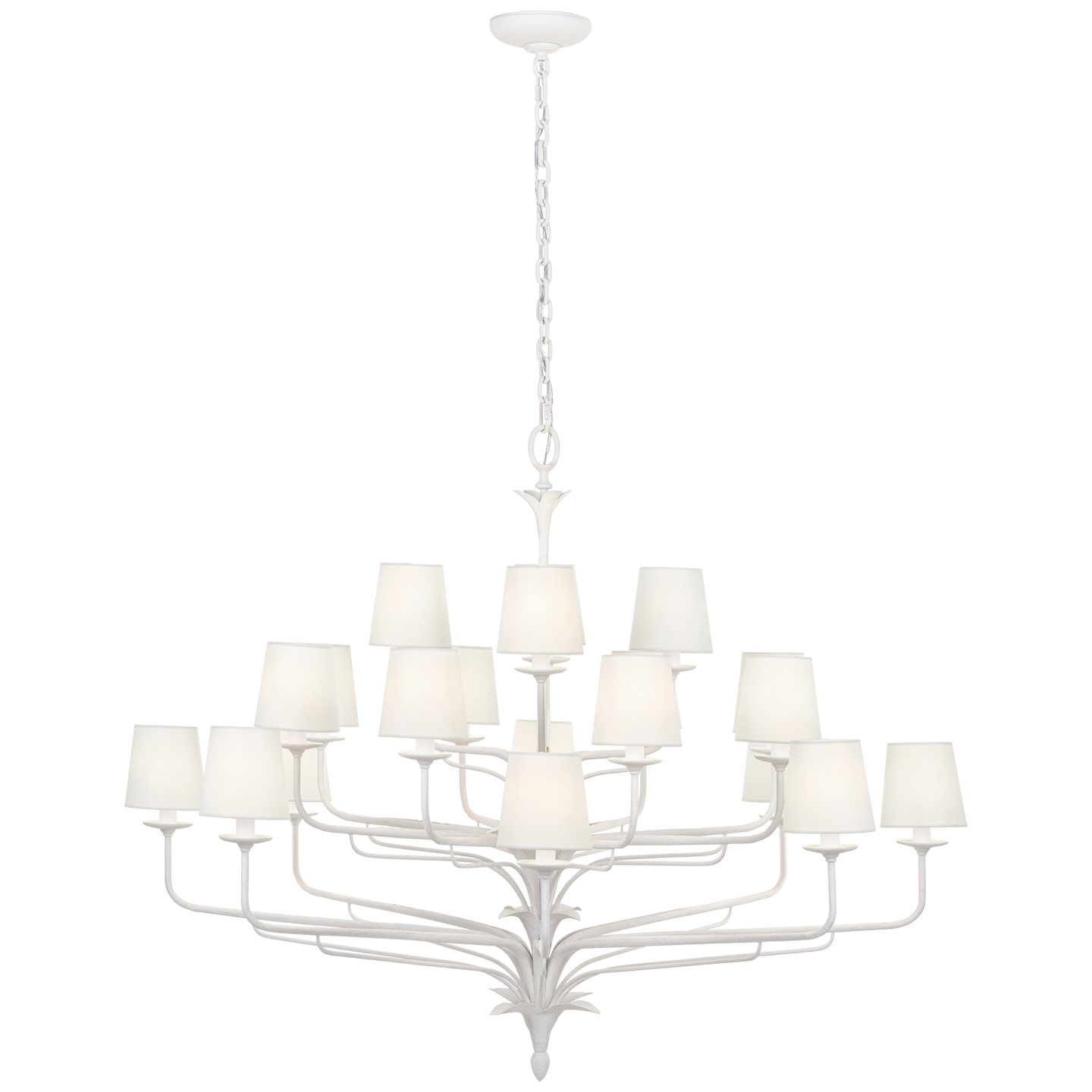 Featuring Amalfi 50" Three-Tiered Chandelier Plaster White by Visual Comfort at Amethyst Home. Illuminate your space with the Amalfi 50" Three-Tiered Chandelier in Plaster White. This elegant chandelier adds a touch of sophistication to any room. Featuring three tiers, it provides a grand and luxurious aesthetic. Perfect for adding a touch of exclusivity to your home.
Overall D. Amethyst Home provides interior design, new construction, custom furniture, and area rugs in the Laguna Beach metro area