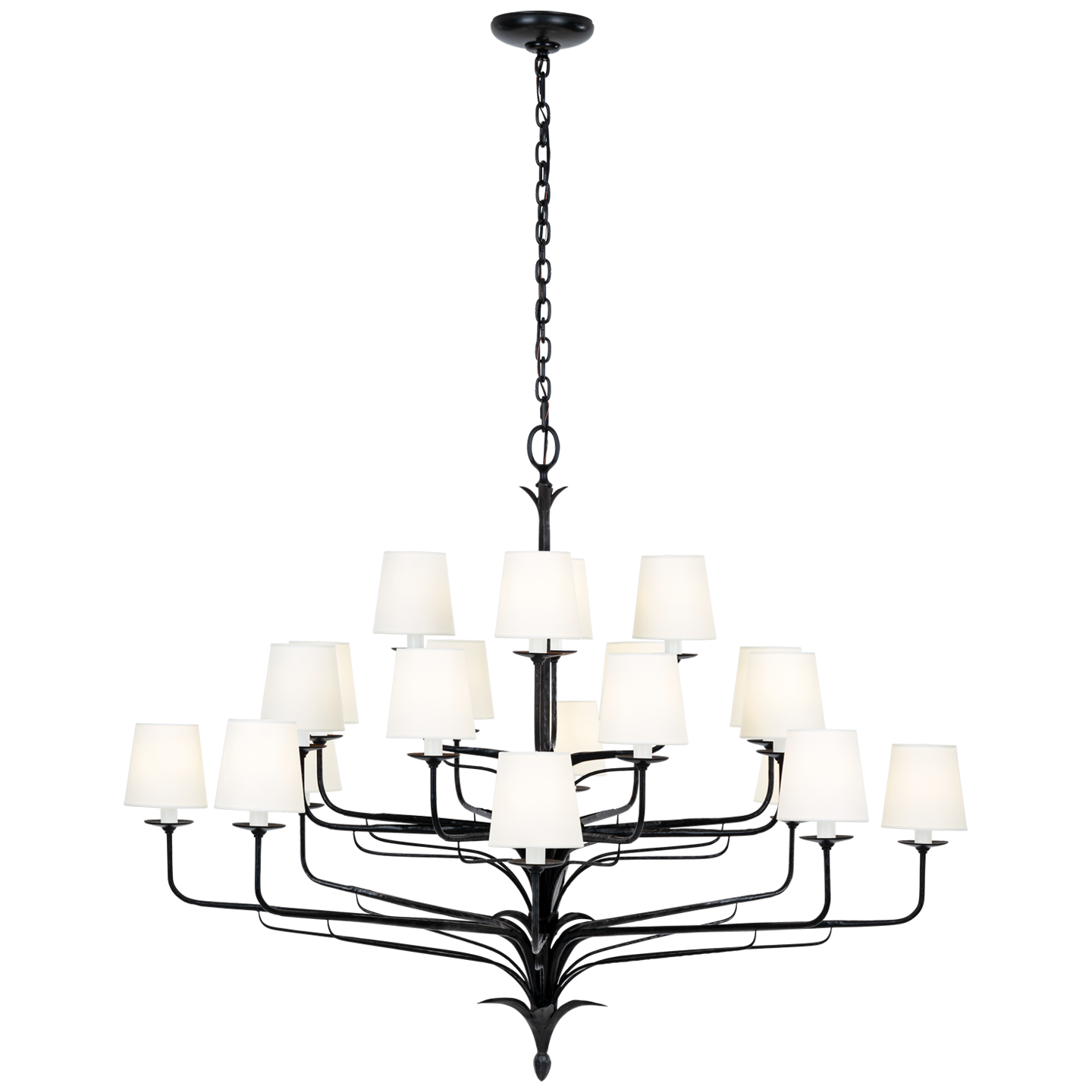 Featuring Amalfi 50" Three-Tiered Chandelier Waxed Black by Visual Comfort at Amethyst Home. Illuminate your space with the Amalfi 50" Three-Tiered Chandelier in Waxed Black. The sophisticated chandelier adds a touch of luxury to any room, casting cascading light and creating an elegant ambiance. Elevate your decor with this exclusive and tasteful piece inspired by the world of art . Amethyst Home provides interior design, new construction, custom furniture, and area rugs in the Houston metro area