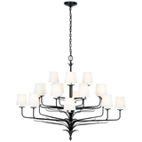 Featuring Amalfi 50" Three-Tiered Chandelier Waxed Black by Visual Comfort at Amethyst Home. Illuminate your space with the Amalfi 50" Three-Tiered Chandelier in Waxed Black. The sophisticated chandelier adds a touch of luxury to any room, casting cascading light and creating an elegant ambiance. Elevate your decor with this exclusive and tasteful piece inspired by the world of art . Amethyst Home provides interior design, new construction, custom furniture, and area rugs in the Houston metro area