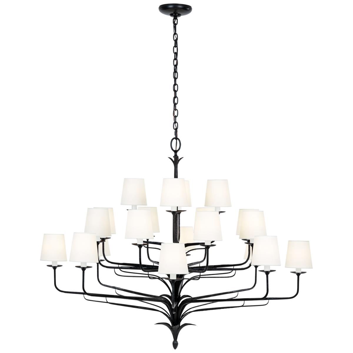 Featuring Amalfi 50" Three-Tiered Chandelier Waxed Black by Visual Comfort at Amethyst Home. Illuminate your space with the Amalfi 50" Three-Tiered Chandelier in Waxed Black. The sophisticated chandelier adds a touch of luxury to any room, casting cascading light and creating an elegant ambiance. Elevate your decor with this exclusive and tasteful piece inspired by the world of art . Amethyst Home provides interior design, new construction, custom furniture, and area rugs in the Seattle metro area