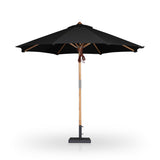 Baska Outdoor Round Umbrella - Fine Sanded Teak-Fsc / Arashi Black - Arashi Black
