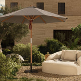 Baska Outdoor Round Umbrella - Fine Sanded Teak-Fsc / Arashi Graphite - Arashi Graphite