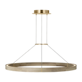 Featuring Ashok 37 Chandelier Hand Rubbed Antique Brass by Visual Comfort at Amethyst Home. Circles of different sizes and thicknesses take center stage with the simplicity of the Ashok chandelier by Sean Lavin. Featuring a solid wood ring with brass inlay details, the fixture also has an optional collar ring. The minimalist ring chandelier will complement modern decor and can ill. Amethyst Home provides interior design, new construction, custom furniture, and area rugs in the Charlotte metro area