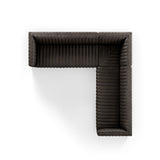 Featuring Augustine Deacon Wolf 3-Piece Sectional by Four Hands at Amethyst Home. A dramatically channeled sofa wrapped in dark top grain leather creates a mature, clean look inspired by modern menswear. This three-piece sectional is perfectly sized for smaller spaces.105"Overall Dimensions: 105.50"w x 105.50"d x 26.50"hWeight: 249.13 lbs126"Overall Dimensions: 125.50"w x 125.50"d x 2. Amethyst Home provides interior design, new construction, custom furniture, and area rugs in the Omaha metro area