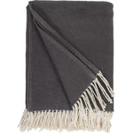 Cozy combed cotton Billie Charcoal Throw with a soft ivory interwoven weave ending in tassels.  Amethyst Home provides interior design services, furniture, rugs, and lighting in the Salt Lake City metro area.