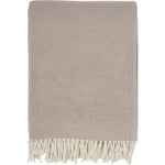 Cozy combed cotton Billie Taupe Throw with a soft ivory interwoven weave ending in tassels.  Amethyst Home provides interior design services, furniture, rugs, and lighting in the Calabasas metro area.