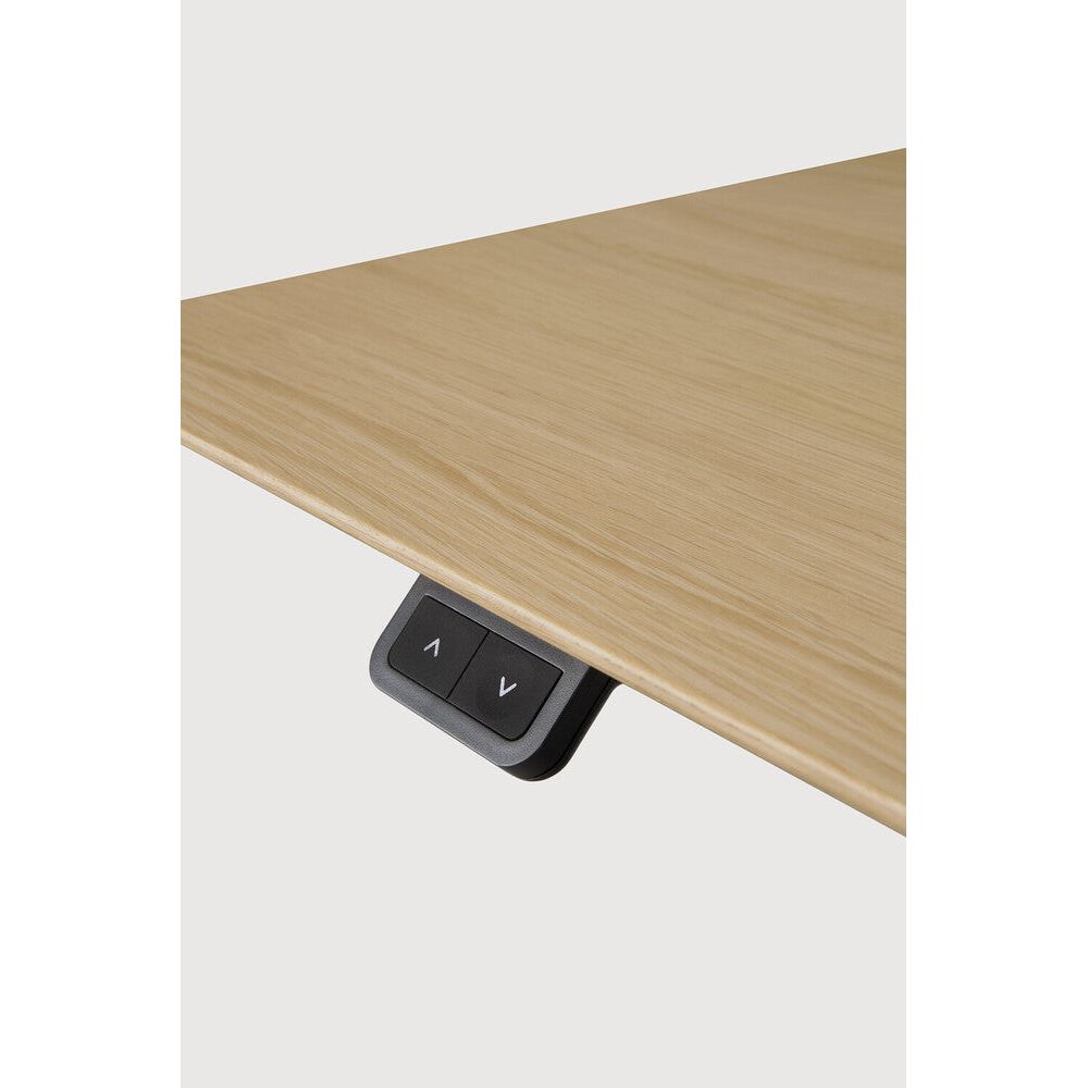 Featuring Bok Black Us Oak Adjustable Desk by Ethnicraft at Amethyst Home. The Bok adjustable desk was designed with the importance of health and good posture in mind. The motorised system in its legs allows the tabletop to be elevated to the height of your liking. That way, you can easily switch between sitting and standing throughout the workday. Choose between white or black me. Amethyst Home provides interior design, new construction, custom furniture, and area rugs in the Charlotte metro area