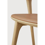 Featuring Bok Sienna Leather Varnished Oak Dining Chair by Ethnicraft at Amethyst Home. Reminiscent of a goat's curved horns, the Bok collection combines sculptural elegance and contemporary crafting into a graceful and airy form. Over the years, the Bok dining chair has become one of Ethnicraft's most recognisable designs.Weight : 15 lbs Dimensions: 21.5" W x 20" L x 30" H. Amethyst Home provides interior design, new construction, custom furniture, and area rugs in the Park City metro area