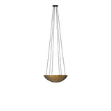 Featuring Branson Aged Brass Iron Chandelier by Four Hands at Amethyst Home. A wide, shallow bowl in aged brass with six sockets, diffusing light upward for an ambient glow. Suspended by six sleek cords, its streamlined design eschews traditional tension wires for a clean silhouette.Overall Dimensions: 26.00"w x 26.00"d x 7.75"hWeight : 17.09 lbsMaterials : Iron, Thermoplastic. Amethyst Home provides interior design, new construction, custom furniture, and area rugs in the Houston metro area