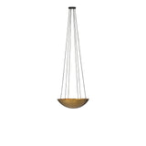 Featuring Branson Aged Brass Iron Chandelier by Four Hands at Amethyst Home. A wide, shallow bowl in aged brass with six sockets, diffusing light upward for an ambient glow. Suspended by six sleek cords, its streamlined design eschews traditional tension wires for a clean silhouette.Overall Dimensions: 26.00"w x 26.00"d x 7.75"hWeight : 17.09 lbsMaterials : Iron, Thermoplastic. Amethyst Home provides interior design, new construction, custom furniture, and area rugs in the Miami metro area
