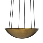 Featuring Branson Aged Brass Iron Chandelier by Four Hands at Amethyst Home. A wide, shallow bowl in aged brass with six sockets, diffusing light upward for an ambient glow. Suspended by six sleek cords, its streamlined design eschews traditional tension wires for a clean silhouette.Overall Dimensions: 26.00"w x 26.00"d x 7.75"hWeight : 17.09 lbsMaterials : Iron, Thermoplastic. Amethyst Home provides interior design, new construction, custom furniture, and area rugs in the Winter Garden metro area